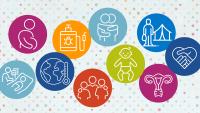 Illustration with icons representing PopFam expertise